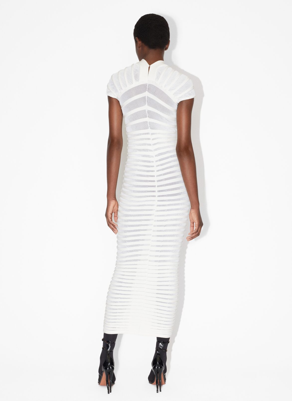 Tube sheer dress in cotton ALAÏA WHITE TUBE SHEER DRESS IN COTTON